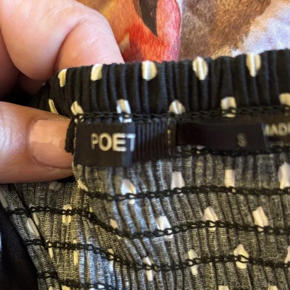 Cute Pinup Rockabilly Black and White Polka Dot A Line Dress with Red Trim - Picture 5 of 16